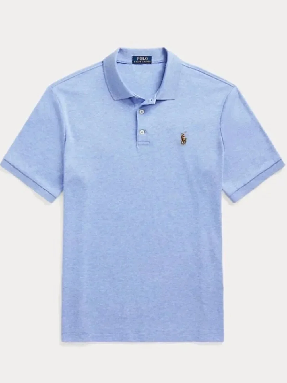 POLO RALPH LAUREN Classic Fit Cotton Short Sleeve Polo Medium Blue Heather NWT